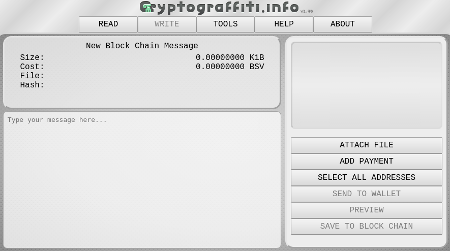 Screenshot of CryptoGraffiti page